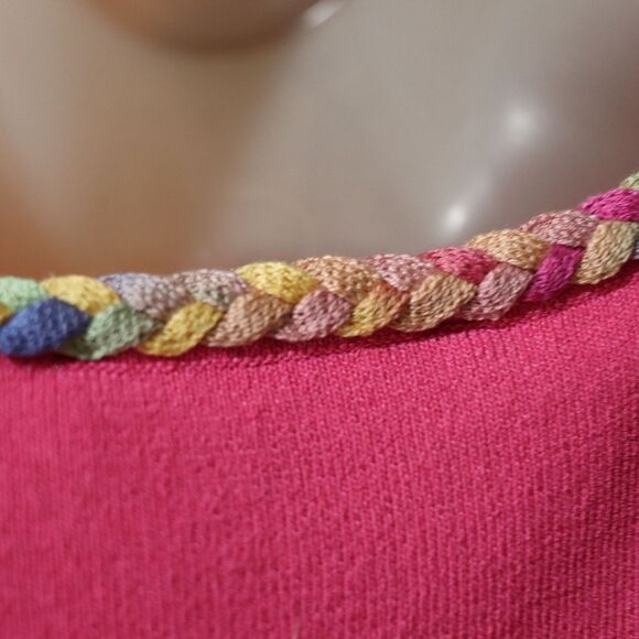 Mark Shale Hot Pink Sleeveless Braided Trim Tank Top Medium Vibrant Vintage Styl - Picture 3 of 12